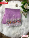 Lavender Pure Organza Multi-embroidery Partywear Saree