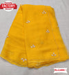 Dark Yellow Soft Silk Chiffon Handwork Saree