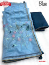 Blue Organza Sequins And Multi-thread Work Saree