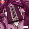 Wine Organza Multi-Embroidery Kurtha Suruwal Piece