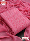 Warm Pink Soft Chiffon Chikankari Kurtha Suruwal Piece