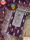Wine Embroidered Organza Kurtha Suruwal Piece