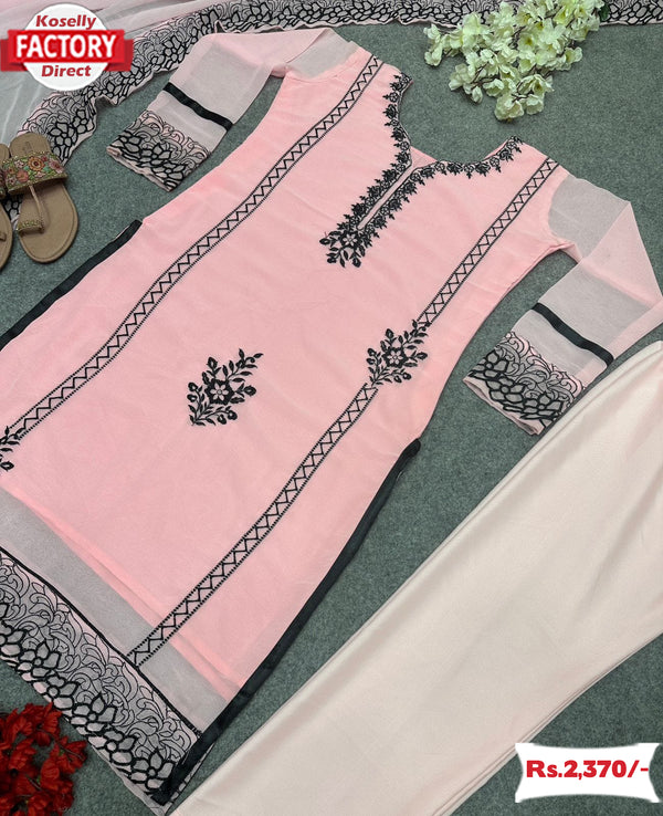 Baby Pink Pakistani Georgette Readymade Suit