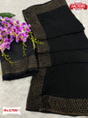 Black Soft Georgette Stone Work Partywear Saree
