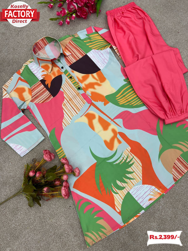 Multi-colour Crepe Co-ord Set