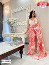 Pink Pure Zomato Silk Hand Painted Saree With Stitched Chikankari Blouse