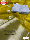 Neon Green Pure Soft Organza Sequins Worked Saree