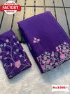 Purple Multi-embroidered Chinnon Crepe Silk Saree