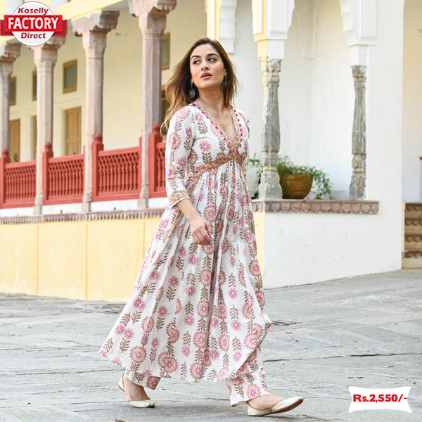 Cotton Floral Kurtha Palazzo Set For Summer
