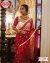 Red Pure Organza Embroidered Saree