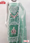 Turquoise Organza Embroidered Kurtha Suruwal Piece