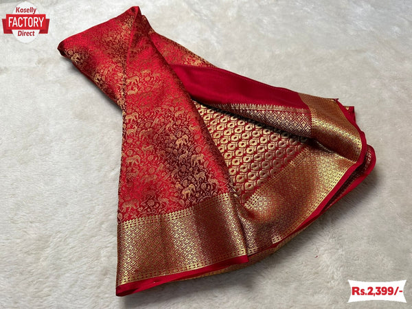 Red Broacade Silk Saree