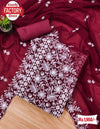 Wine Georgette Embroidered Kurtha Suruwal Piece