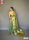 Dusty Green Tissue Silk Saree With Jacquard Weaving