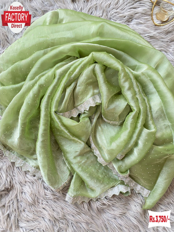 Light Green Jimmy Choo Zarkan Border Partywear Saree