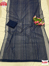 Navy Blue Georgette Chikankari Sequins Work Partywear Saree
