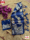 Navy Blue Semi Viscose Banarasi Silk Saree