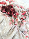 White Pure Georgette Floral Chikankari Work Saree