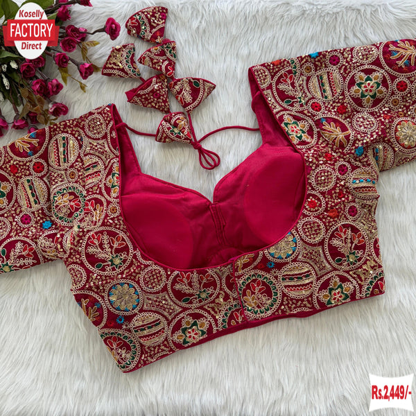 Hot Pink Sabyasachi Styled Georgette Coding Work Blouse