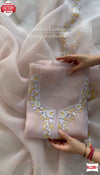 Pink Soft Organza Embroidered Kurtha Suruwal Piece
