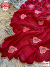 Pink Chiffon Silk Saree With Thread Embroidery Work