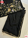 Black Soft Chinnon Chiffon Saree With Handwork