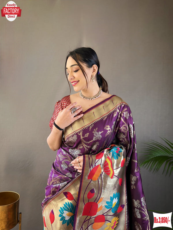 Purple Pure Paithani Silk Banarasi Saree