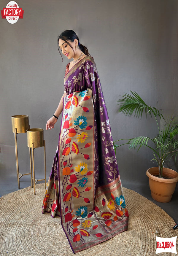 Purple Pure Paithani Silk Banarasi Saree
