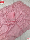 Baby Pink Pure Chinnon Silk Partywear Saree With Stone Work