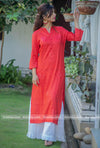 Red Kurtha With White Garara Set