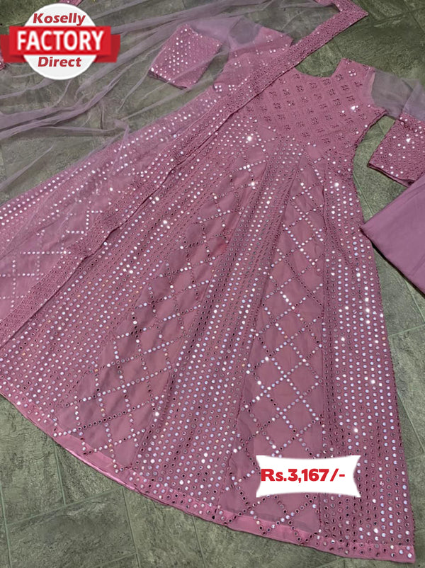 Pastel Pink Embroidered Partywear Gown Set