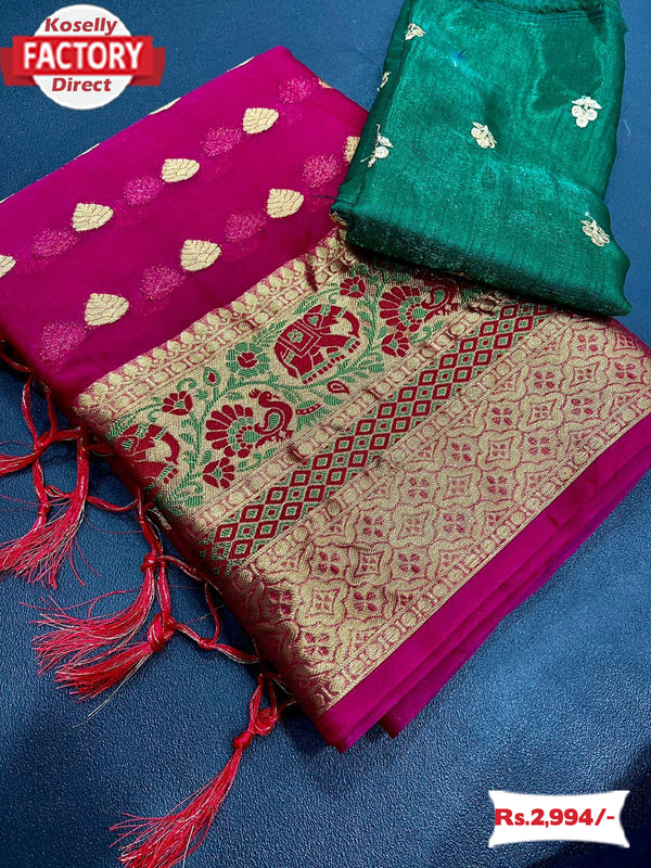 Pure Organza Meenakari Banarasi Silk Saree