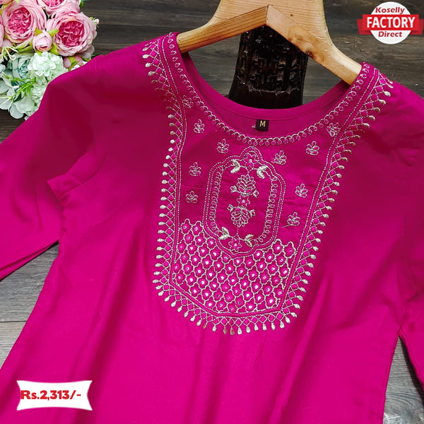 Hot Pink Kurtha Palazzo Dupatta Set