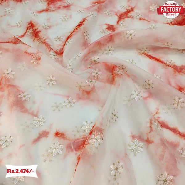 Shibori Organza Saree With Embroidery