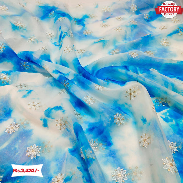 Shibori Organza Saree With Embroidery