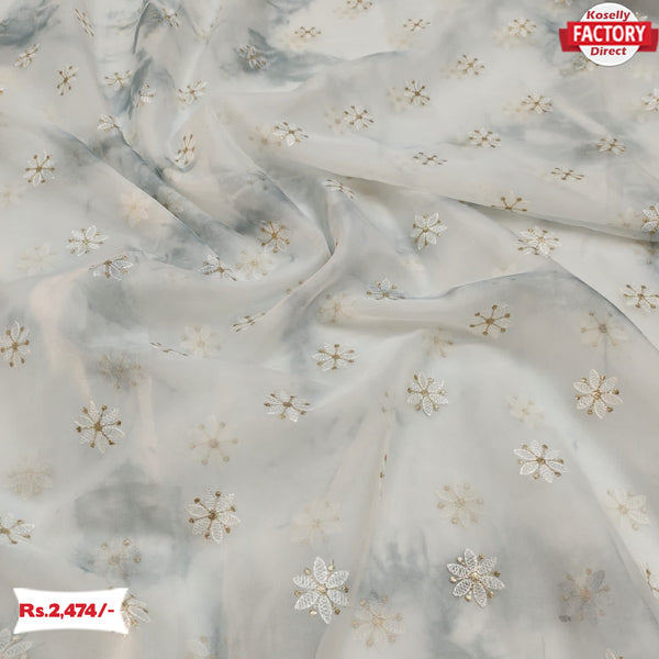 Shibori Organza Saree With Embroidery