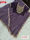 Purple Pure Georgette Saree With Silver Zari Weaving