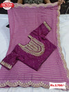 Pink Pure Georgette Saree With Silver Zari Weaving