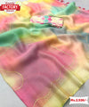 Multi-colour Pastel Organza Saree With Foil Work