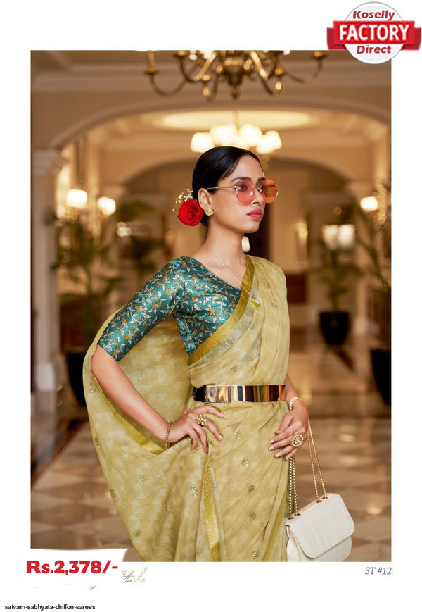 Pure Chiffon Weaving Foil Print Saree