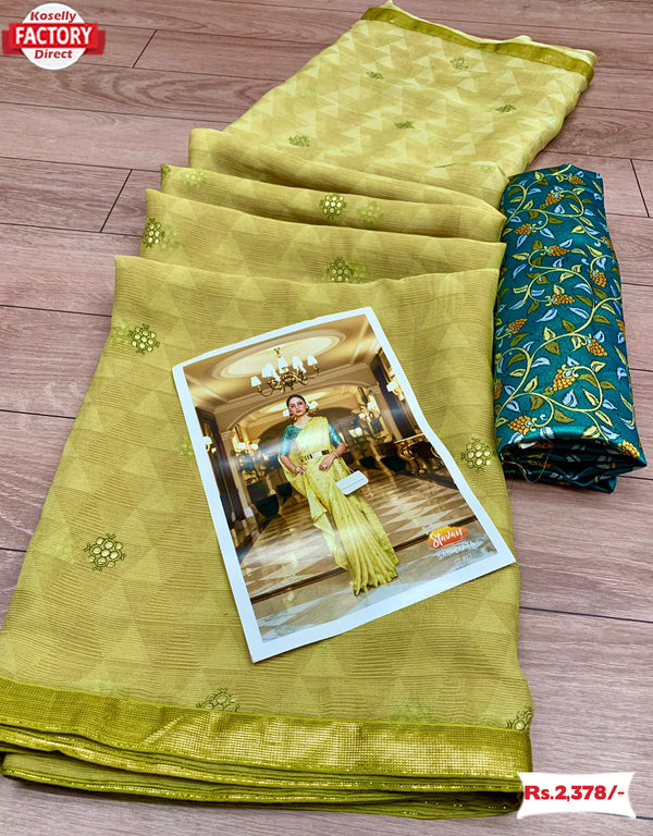 Pure Chiffon Weaving Foil Print Saree