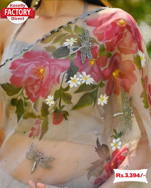 Ash Heavy Hand-worked Partywear Saree