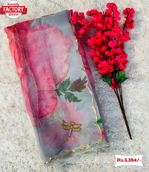 Ash Heavy Hand-worked Partywear Saree