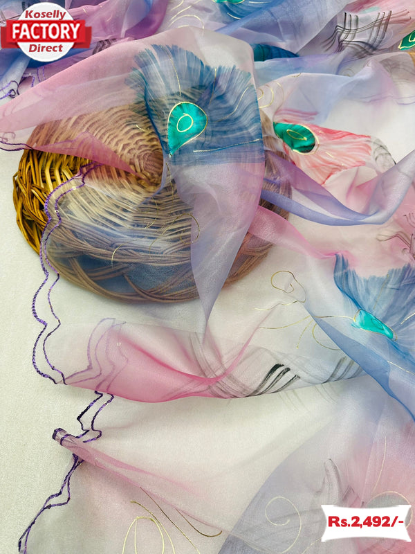 Pure Organza Silk Hand-painted Saree