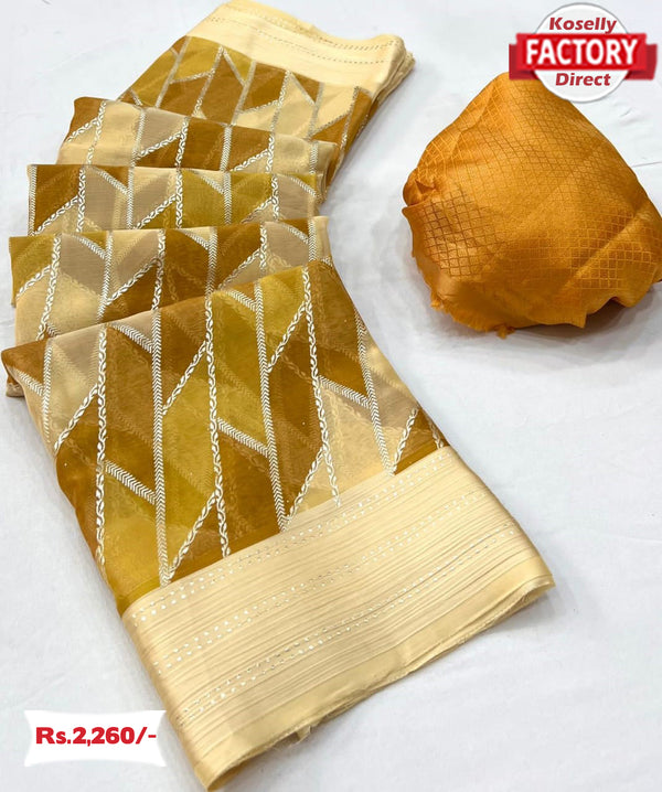 Multi-colour Georgette Saree With Silver Foil Work