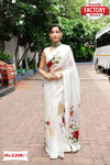 White Rose Floral Chiffon Saree