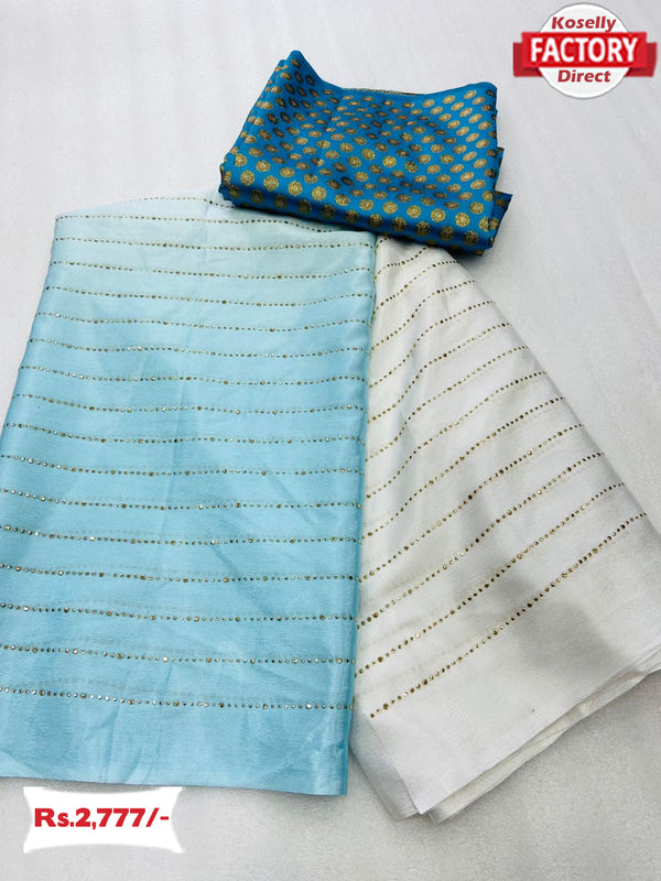 Multi-shaded Chinnon Silk Partywear Saree