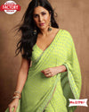 Light Green Pure Georgette Crochet Work Saree