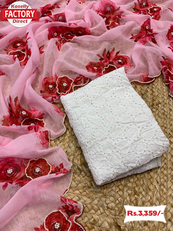 Pure Chiffon Silk Saree With Handwork