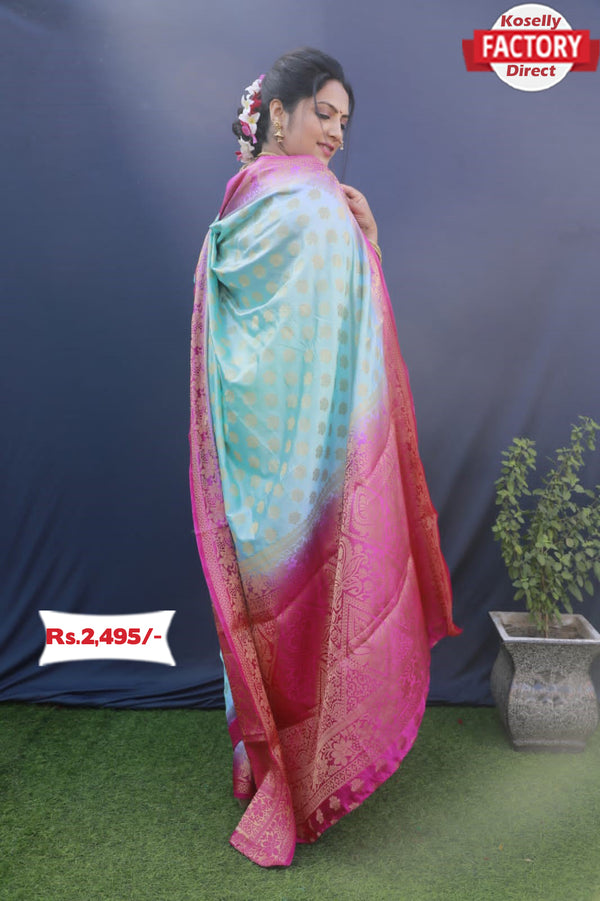 Light Blue Soft Banarasi Silk Saree